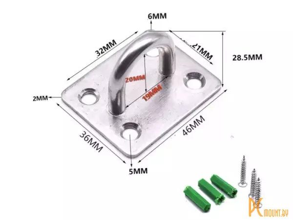 Крючок накладка средний, нержавеющая сталь, винты в комплекте