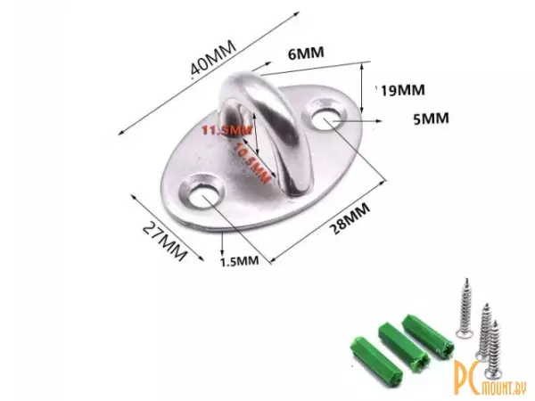 Крючок накладка малый, нержавеющая сталь, винты в комплекте