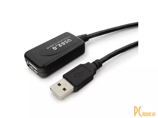 Кабель USB 2.0 AM-AF удлинительный активный, Gembird UAE016-Black