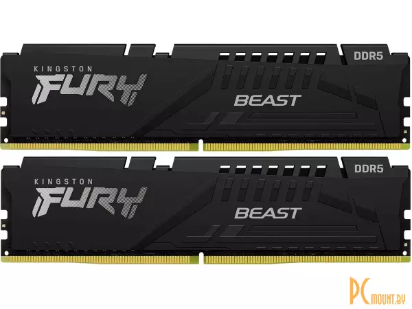 память DDR5 16Gb (2*8Gb)  Kingston FURY Beast 5200MHz, CL 40T, тайминги 40-40-40, напряжение 1.25 В KF552C40BBK2-16